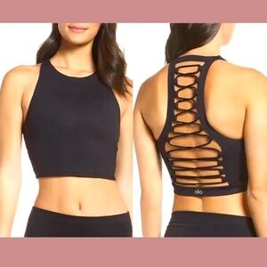 ALO YOGA - High Neck Bra Top With Caged Back